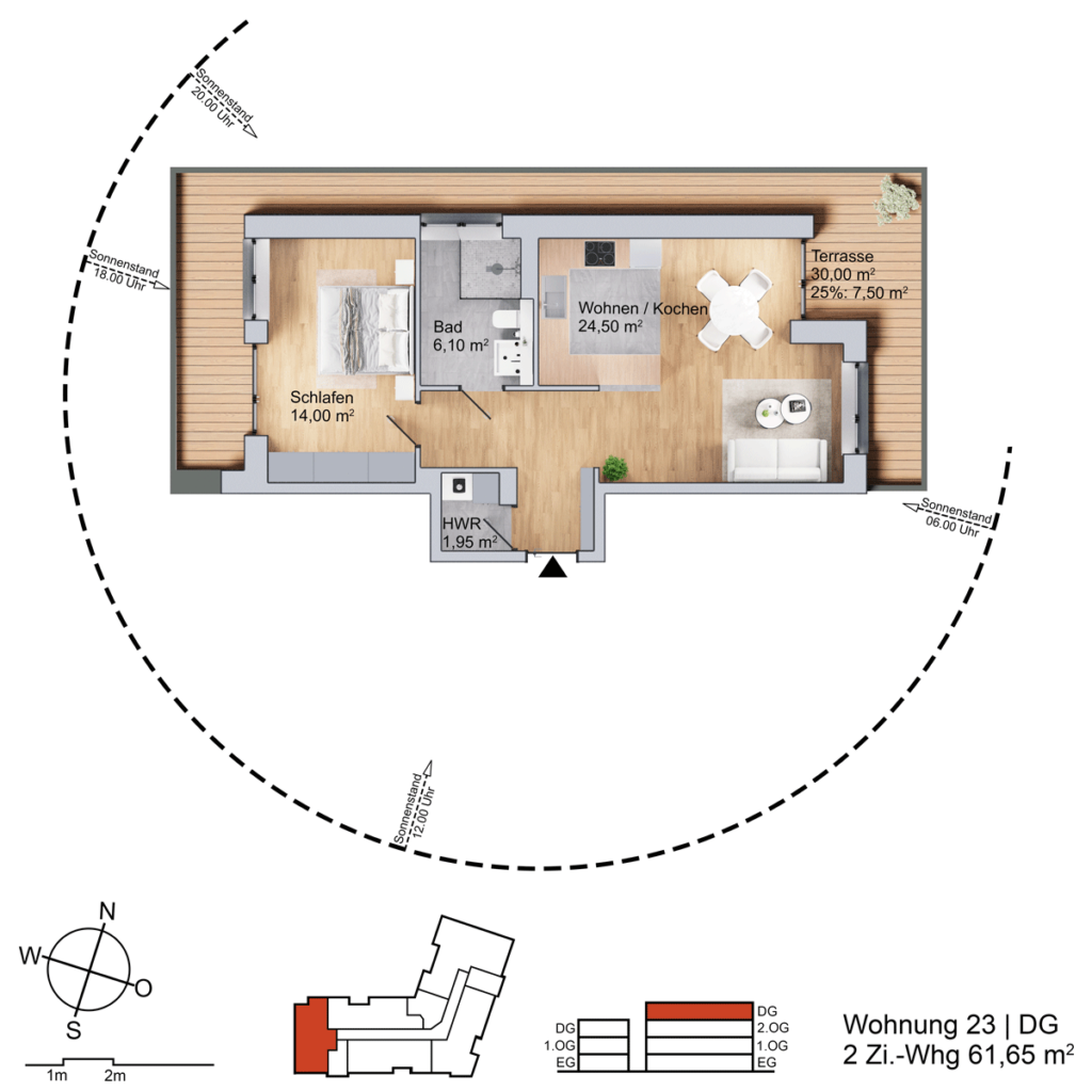Grundriss Wohnung am Parthegrün WE23