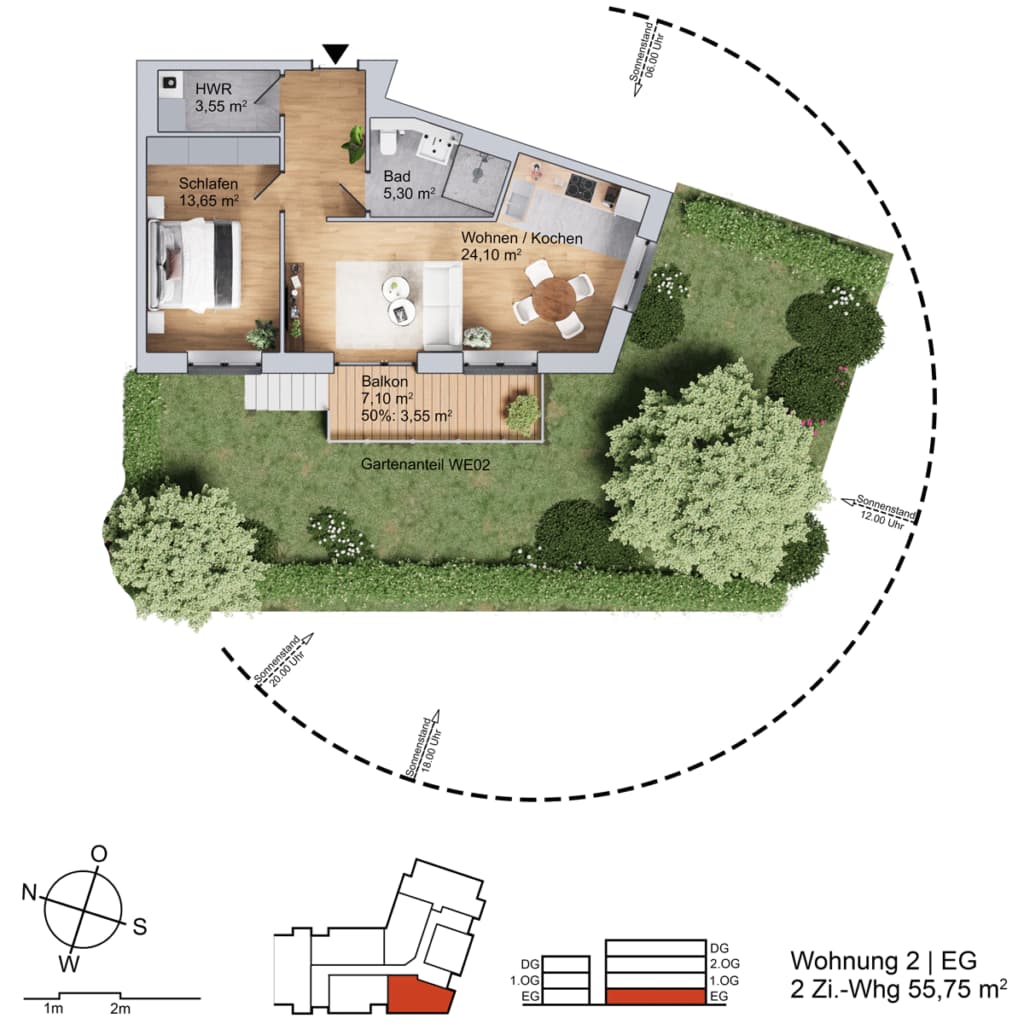 Grundriss Wohnung am Parthegrün WE02/EG