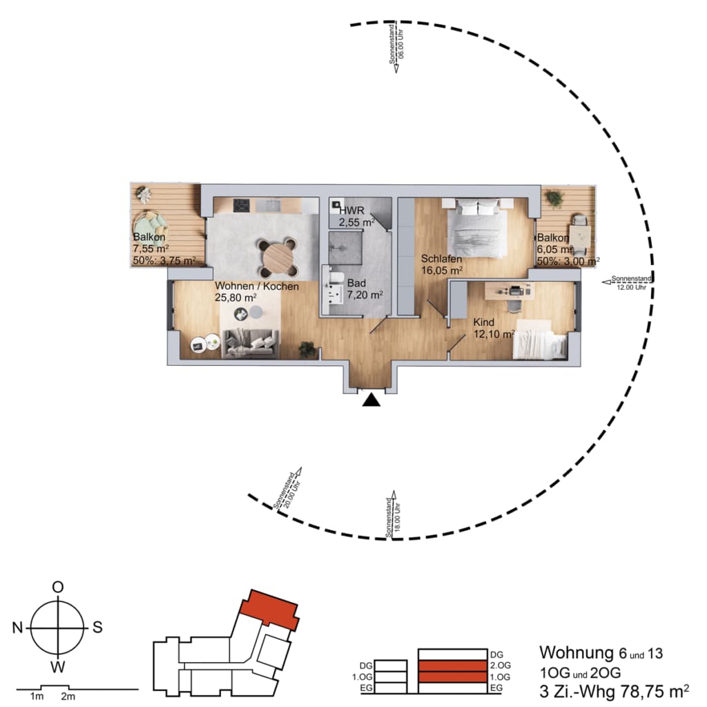 Grundriss Wohnung am Parthegrün WE06