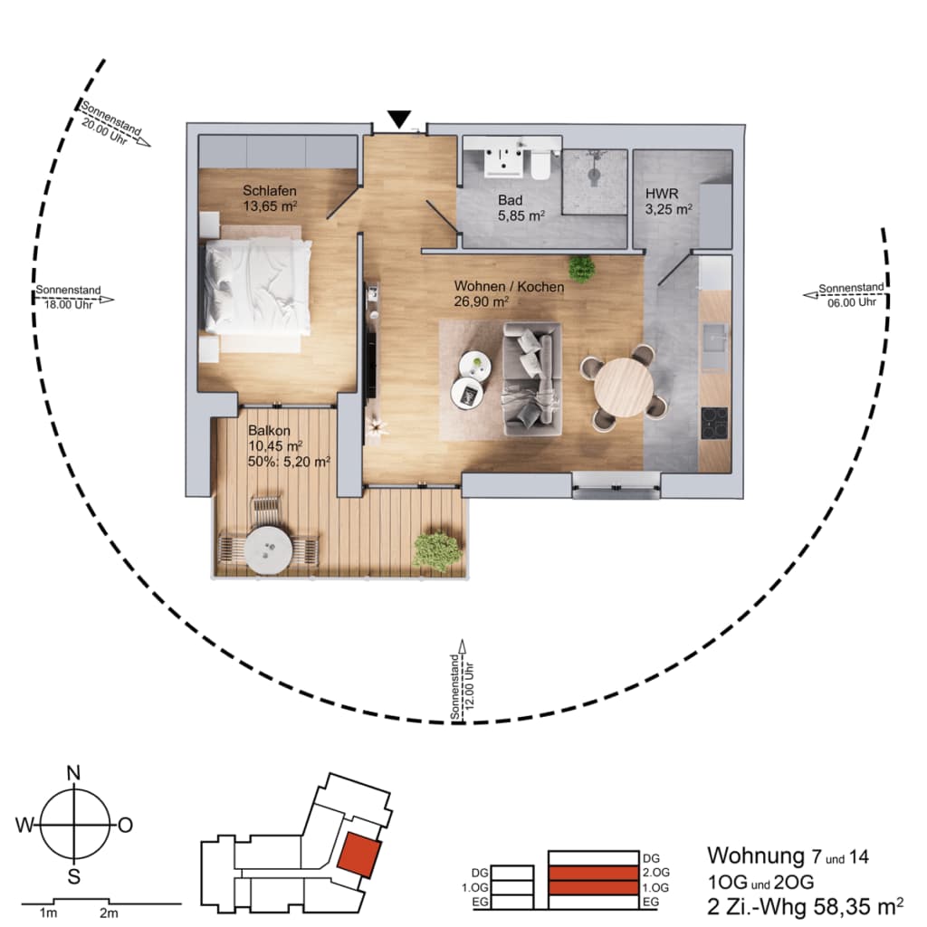Grundriss Wohnung am Parthegrün WE07