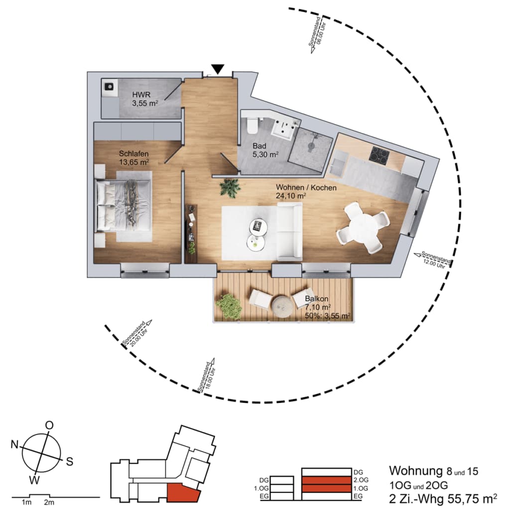 Grundriss Wohnung am Parthegrün WE08