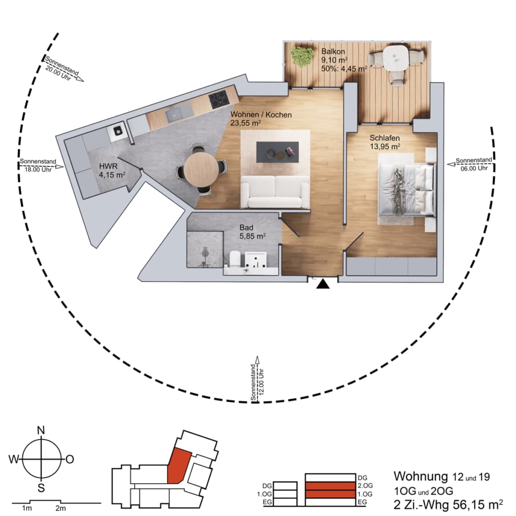 Grundriss Wohnung am Parthegrün WE12