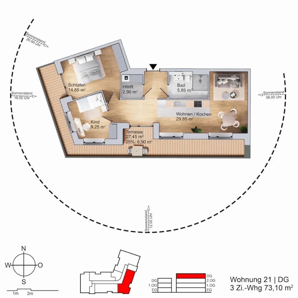 Grundriss Wohnung am Parthegrün WE21