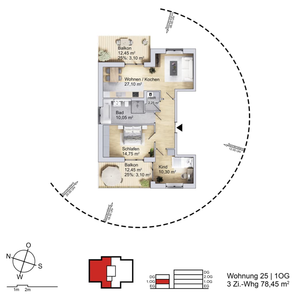 Grundriss Wohnung am Parthegrün WE25