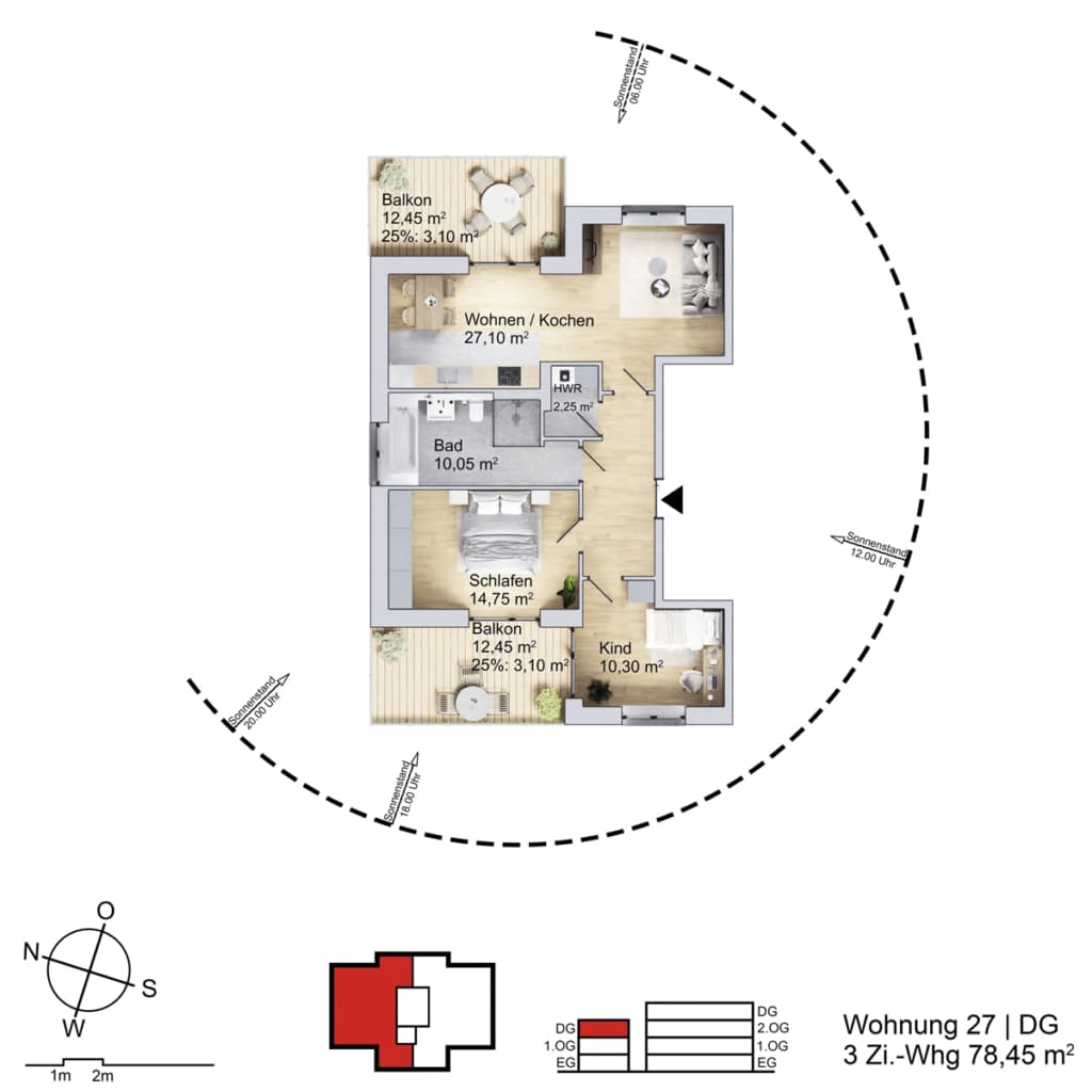 Grundriss Wohnung am Parthegrün WE27