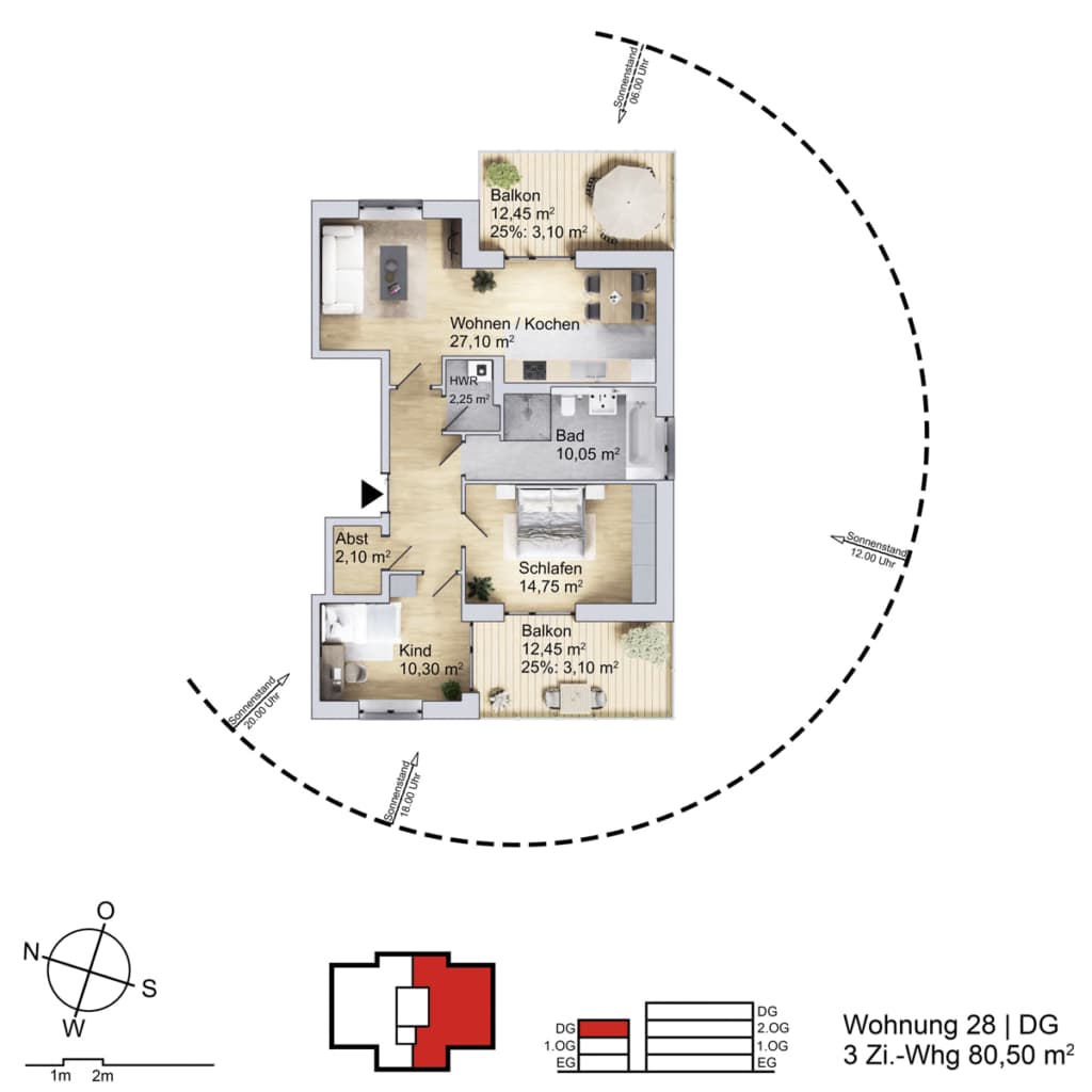 Grundriss Wohnung am Parthegrün WE28