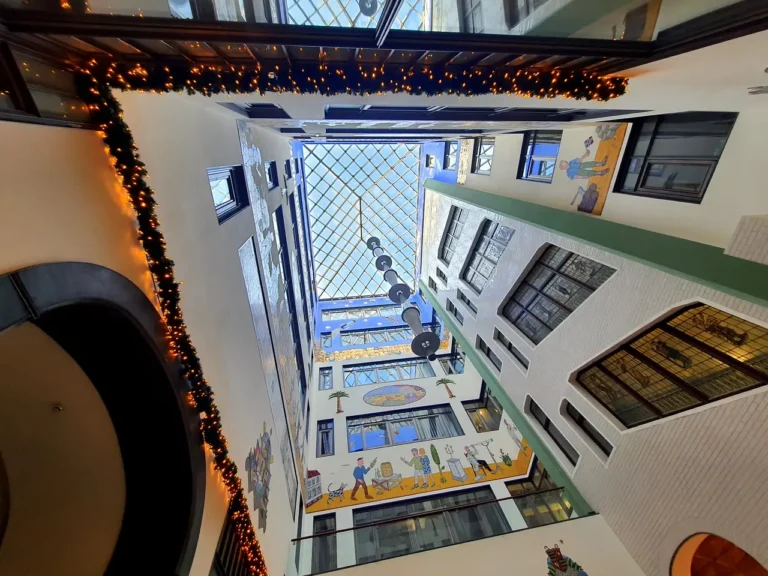 atrium leipzig speckshof blick auf dachkonstruktion atrium leipzig speckshof