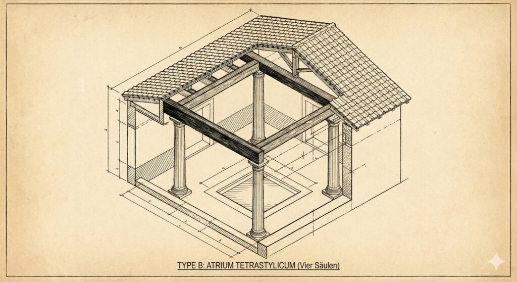 schema atrium viersaeulig tetrastylicum