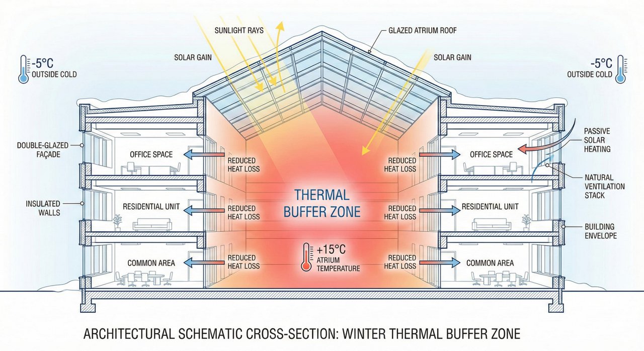 schema thermische pufferzone atrium